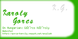 karoly gorcs business card